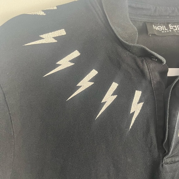 Neil Barrett Lightning Bolt Print Polo Shirt size small slim fit - Picture 5 of 9